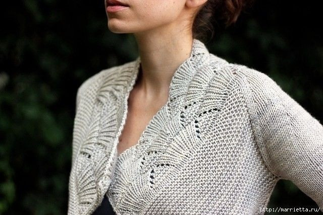 Вертикальная отделочная полоса спицами узором &laquo;Павлиний хвост &raquo;