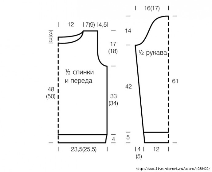 Женский пуловер спицами