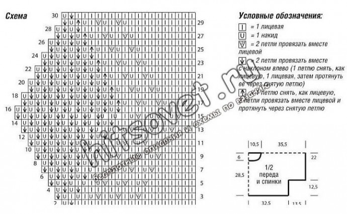 Джемпер цельновязаный с элементом ажура