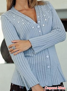 Голубо жакет спицами