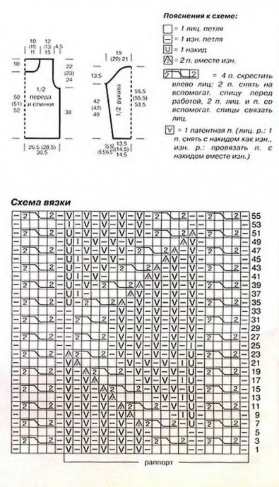 Пуловер с арановым узором спицами