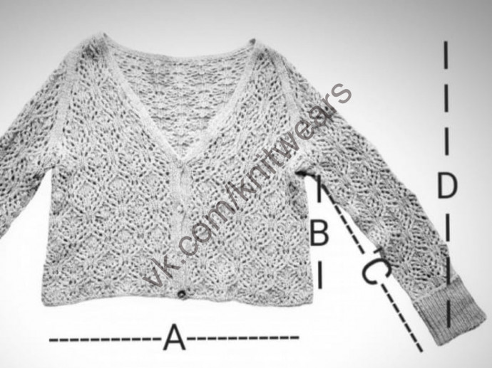 Очаровательная кофточка с ажурным узором спицами