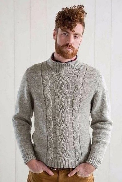 Вяжем мужчинам: Sandy Neck Pullover by Moira Engel