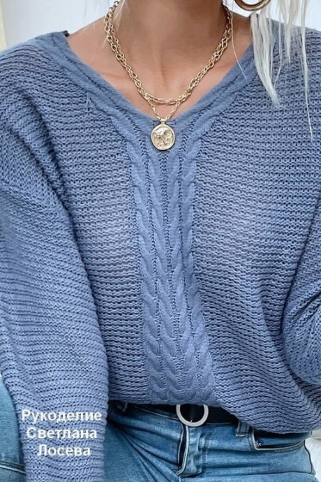 Стильный женский пуловер спицами