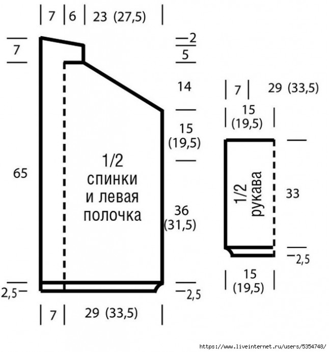 Кардиган спицами с объёмным узором из кос