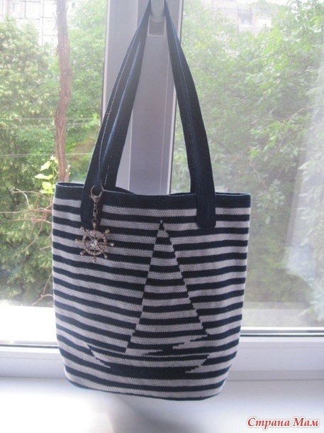 Пляжная сумка крючком в технике жаккарда: стильный аксессуар для лета