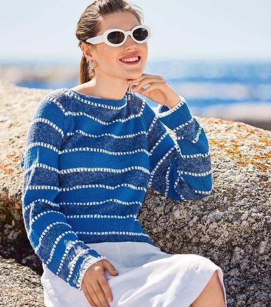 Полосатый джемпер спицами