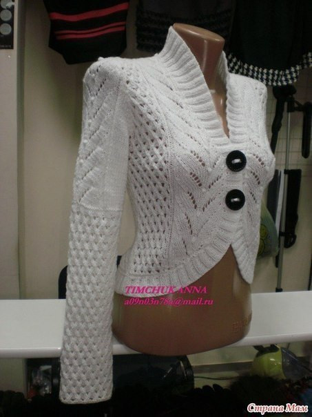 Белое болеро спицами