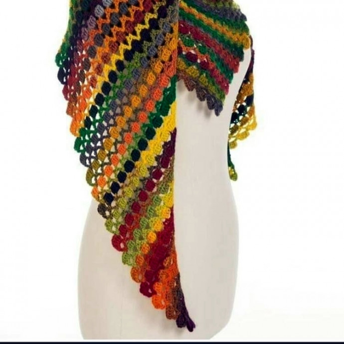 Цветной бактус, связанный крючком от угла —стильный аксессуар