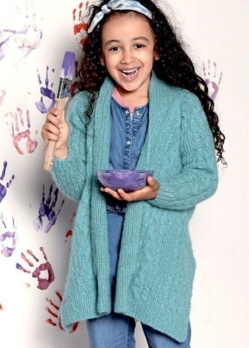 Кардиган с узором из кос для девочки