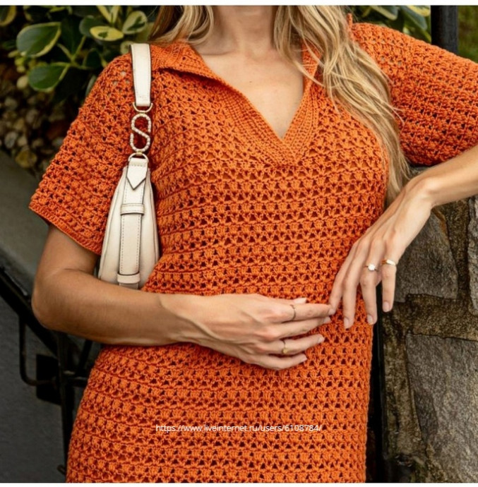 Платье-рубашка "поло" крючком