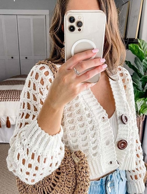 Стильный жакет крючком: просто и красиво!