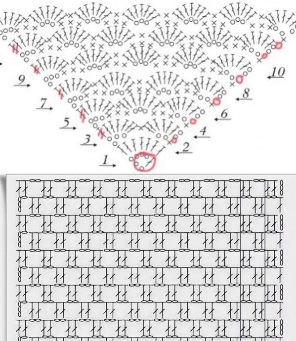 Нежно голубая шаль крючком