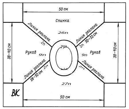 Реглан крючком, подборка схем
