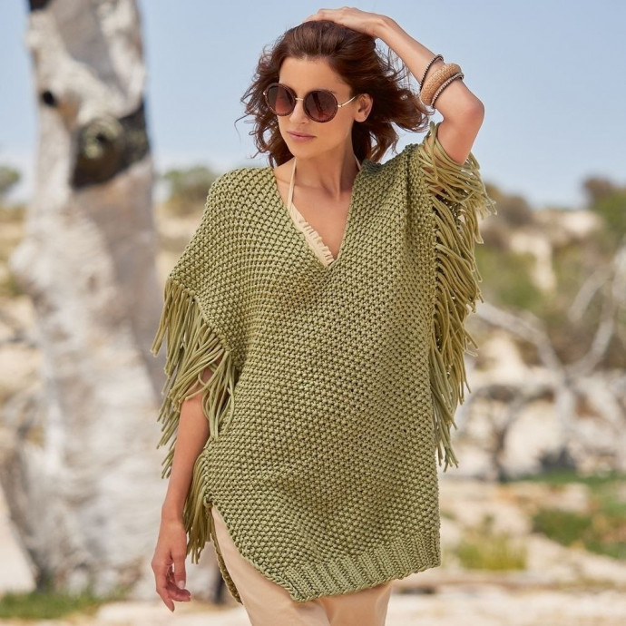 Летнее зеленое пончо