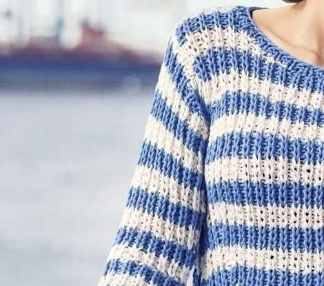 Джемпер в полоску, вяжем спицами