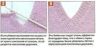 Убавки для V-образного выреза