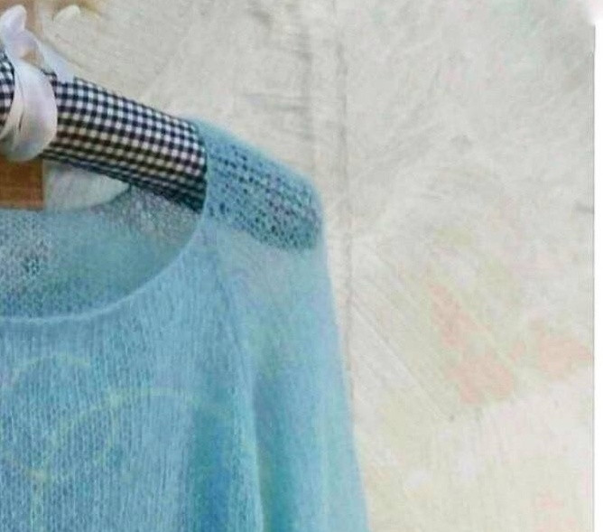 Голубая паутинка, вяжем спицами