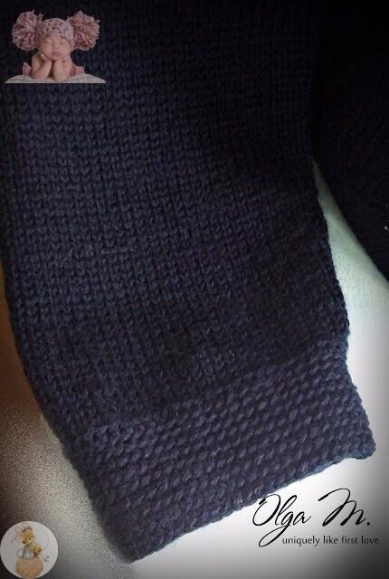 Синий шерстяной жакет спицами