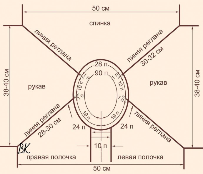 Реглан крючком, подборка схем