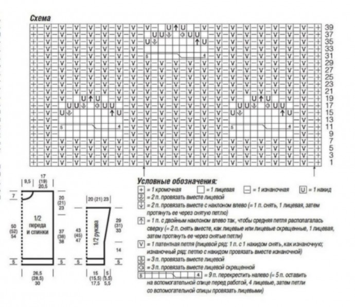 Джемпер спицами узором на основе патентной резинки