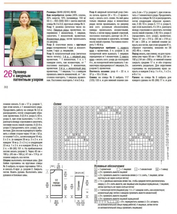 Джемпер спицами узором на основе патентной резинки