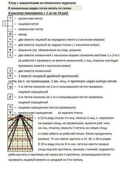 Джемпер японским узором спицами