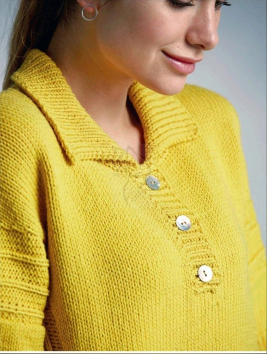 Пуловер с воротником-поло