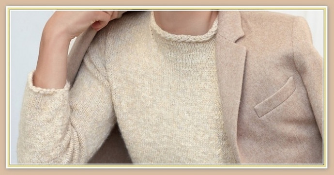 Джемпер лицевой гладью с узором "коса"