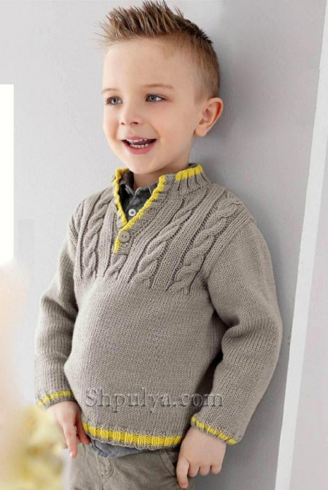 Детский пуловер с застежкой поло