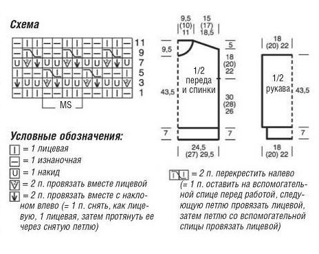 Сиреневый свитер спицами