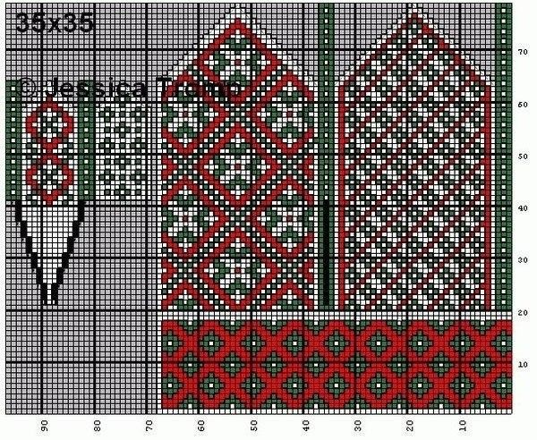 Схемы жаккардовых узоров для варежек и других зимних вещей