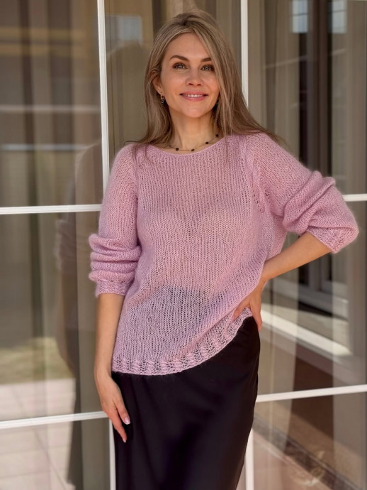 Розовая паутинка спицами