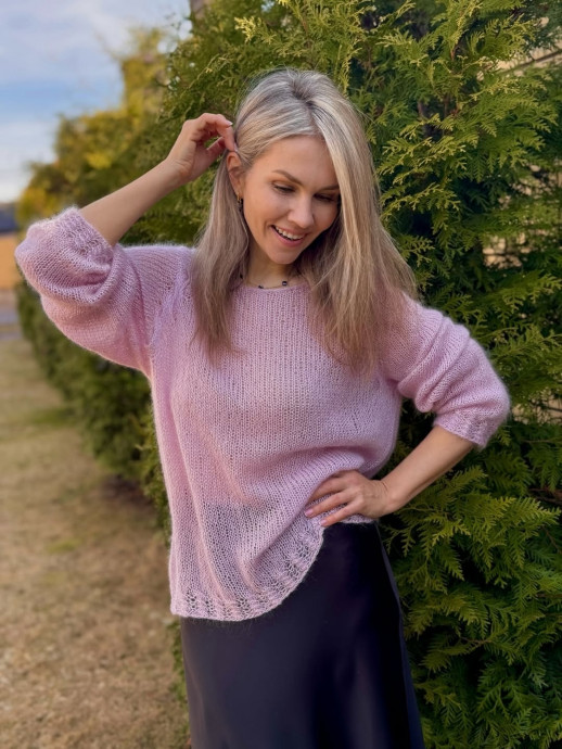 Розовая паутинка спицами