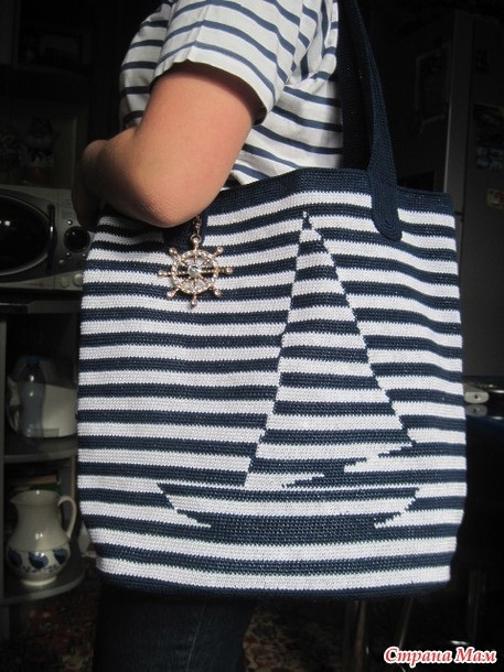 Пляжная сумка крючком в технике жаккарда: стильный аксессуар для лета