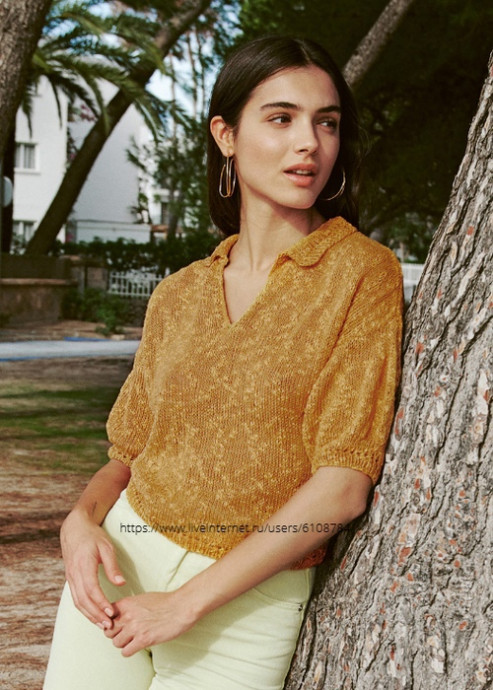 Футболка джемпер Terra спицами с воротником поло от Лана Гросса