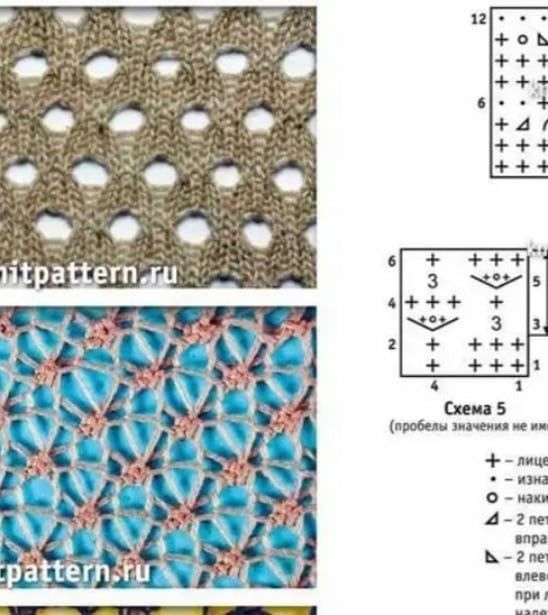Узоры для ажурных летних маечек спицами