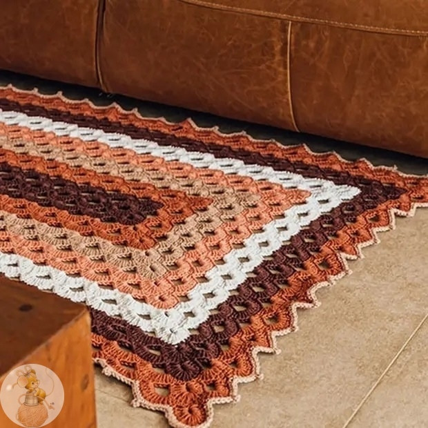 Шикаpный пpямоугольный ковpик крючком