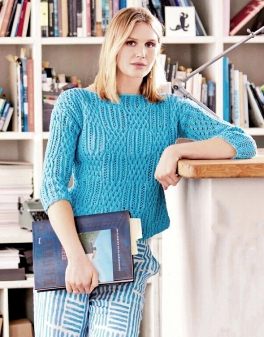 Пуловер спицами