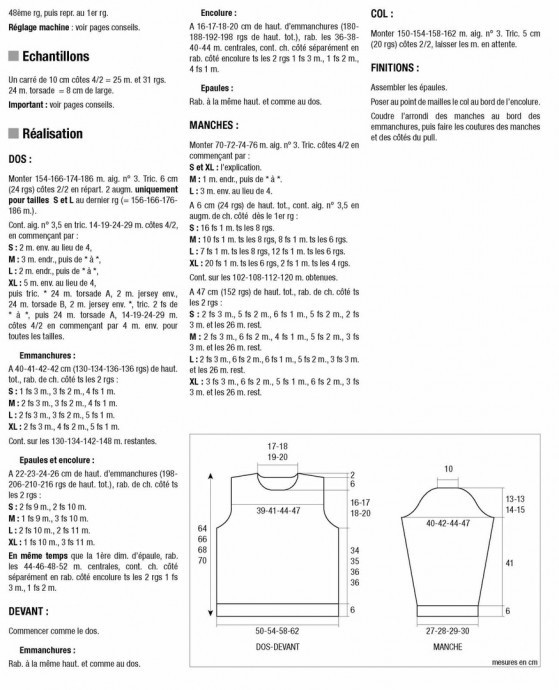 Мужской пуловер из журнала Bergère de France Explications Tricot