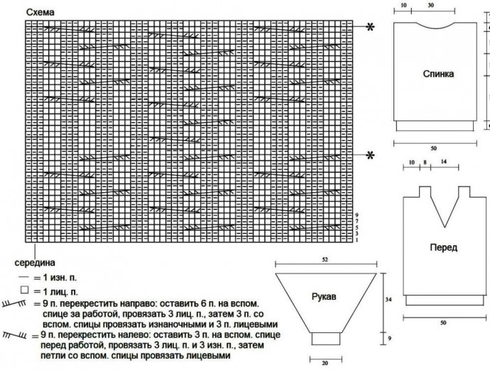 Пуловер с косами