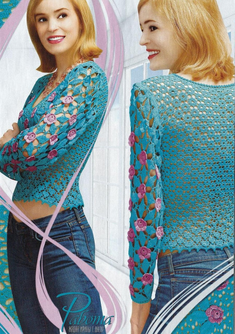 МОТИВ РОЗОЧКА/вязание крючком/из журнала Дуплет