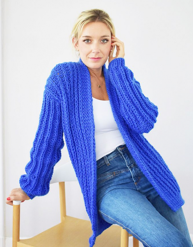 Рельефное вязание, объёмная резинка. Кардиган полупатентной рыбацкой резинкой.