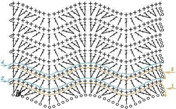 Красивый узор крючком для топа
